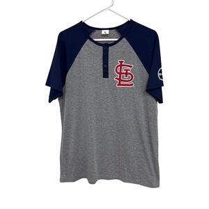 St. Louis Cardinals MLB Henley Raglan Tee - Gray & Navy XL